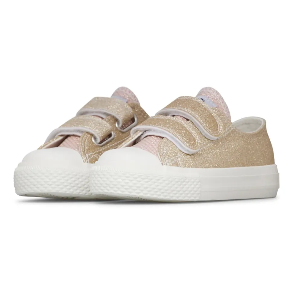 Baskets en cuir avec paillettes et fermeture scratch AYASY VL.