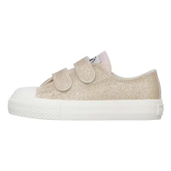 Baskets en cuir avec paillettes et fermeture scratch AYASY VL.