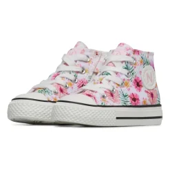 Baskets montantes en tissu avec imprimé fleurs YLFAS.