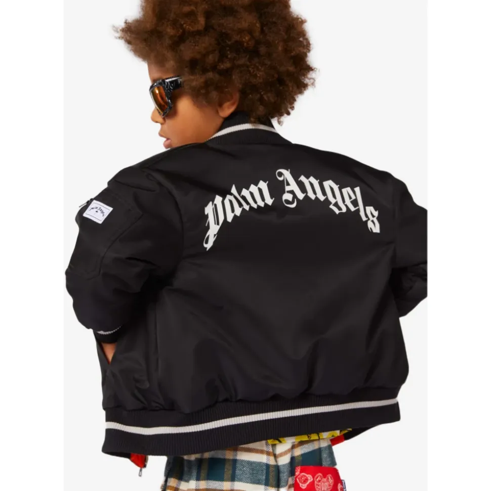 Bomber avec logo incurvé en noir