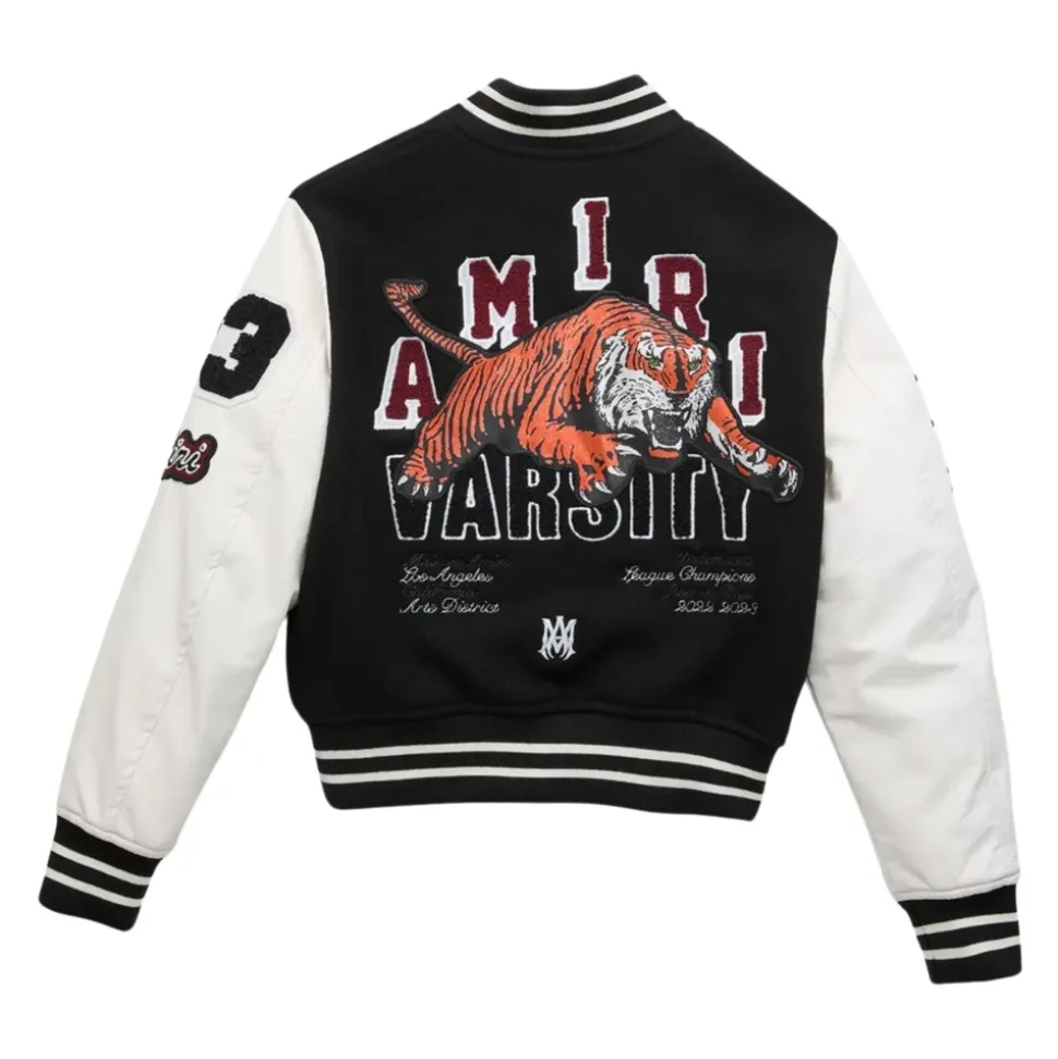 Bomber noir avec broderie multicolore