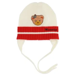 Bonnet bicolore en laine mélangée avec écusson ours