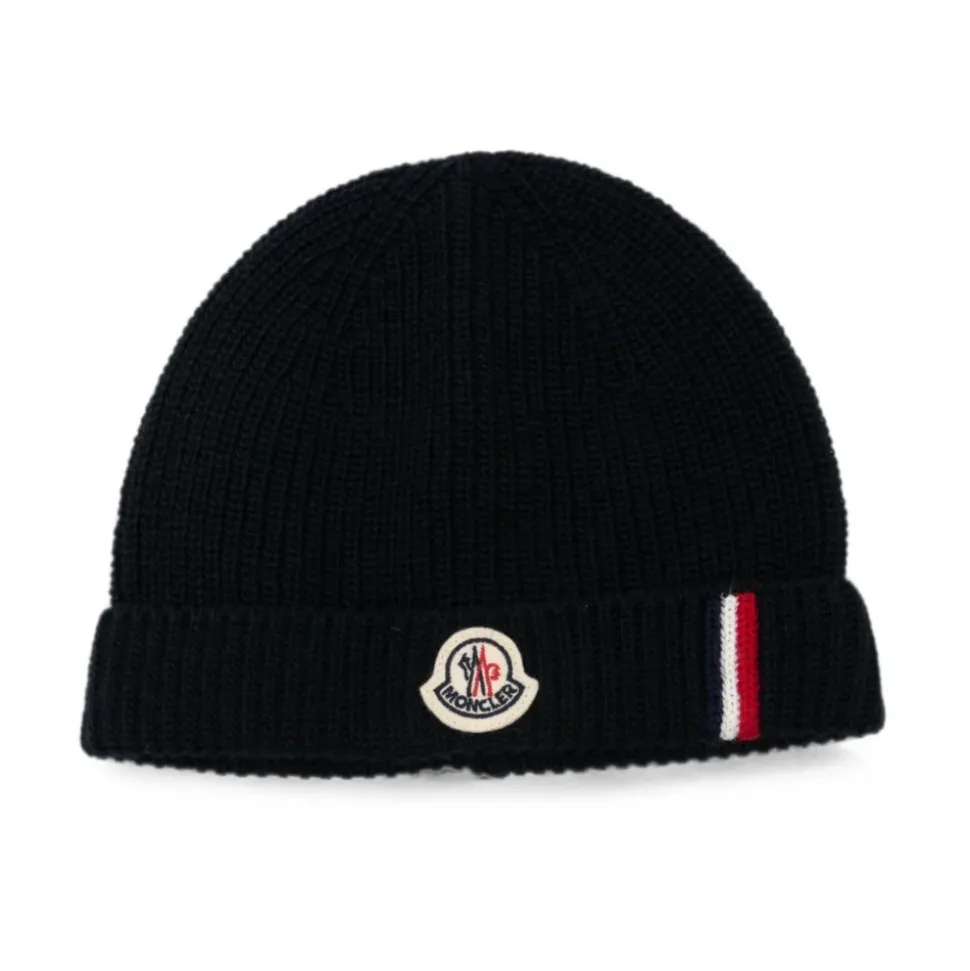 Bonnet en laine à bordure tricolore