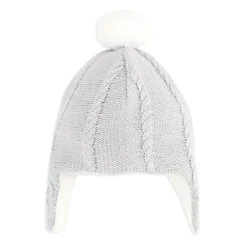 Bonnet en maille avec pompon et cache-oreilles