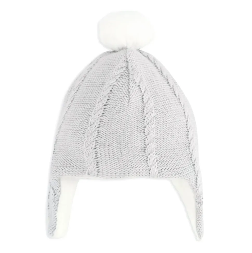 Bonnet en maille avec pompon et cache-oreilles