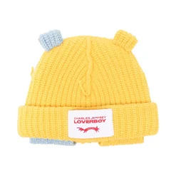 Bonnet en maille côtelée avec oreilles d'ours et bord replié