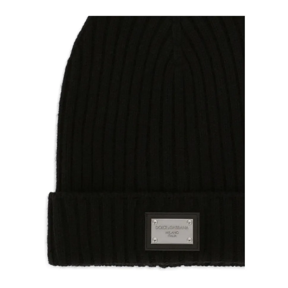 Bonnet Tricoté avec Plaque Logo