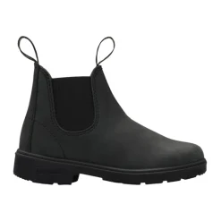 Bottes en Cuir Chelsea Noires Enfants