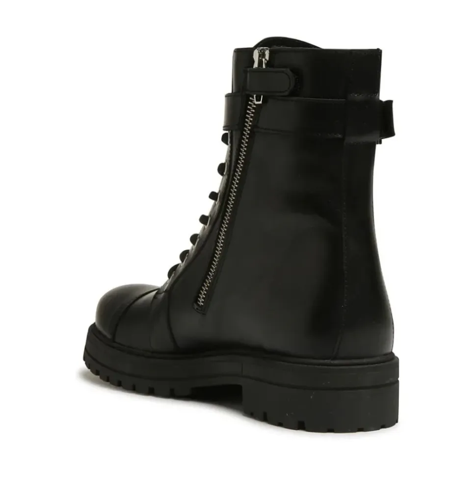 Bottes en cuir à plaque logo