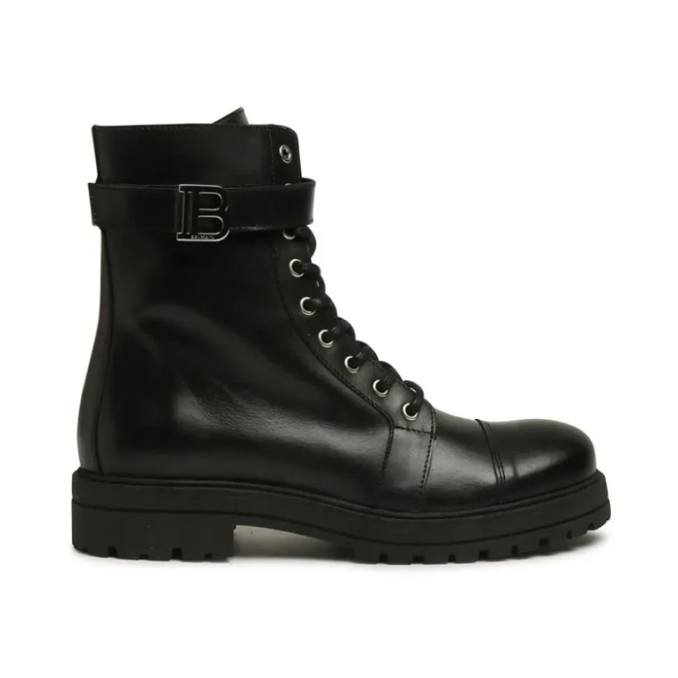Bottes en cuir à plaque logo