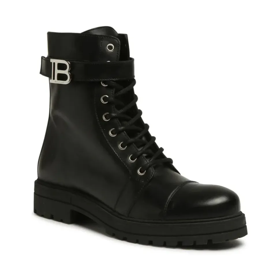 Bottes en cuir à plaque logo