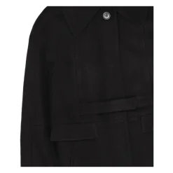 Cape pour enfants en laine mélangée noire avec fermeture boutonnée
