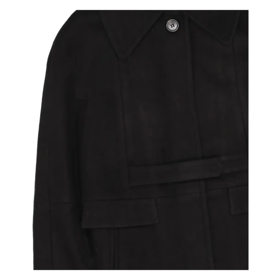 Cape pour enfants en laine mélangée noire avec fermeture boutonnée