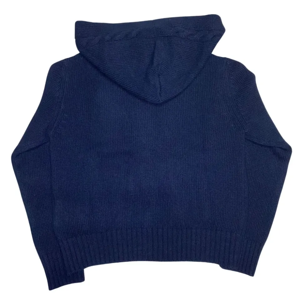 Cardigan Enfant Bleu Tricot Capuche
