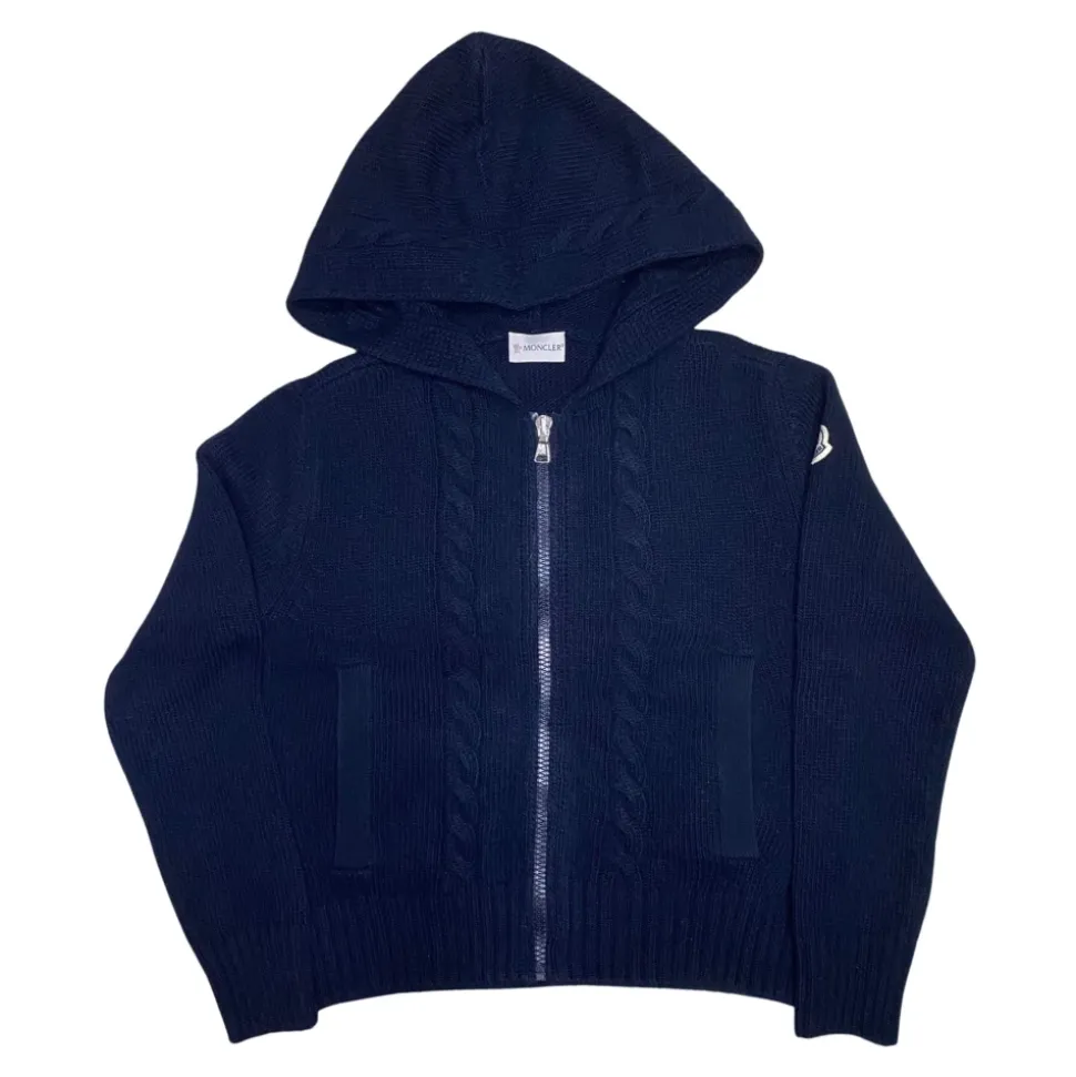 Cardigan Enfant Bleu Tricot Capuche