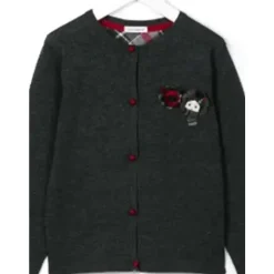 Cardigan Fille Visage Fleur Gris