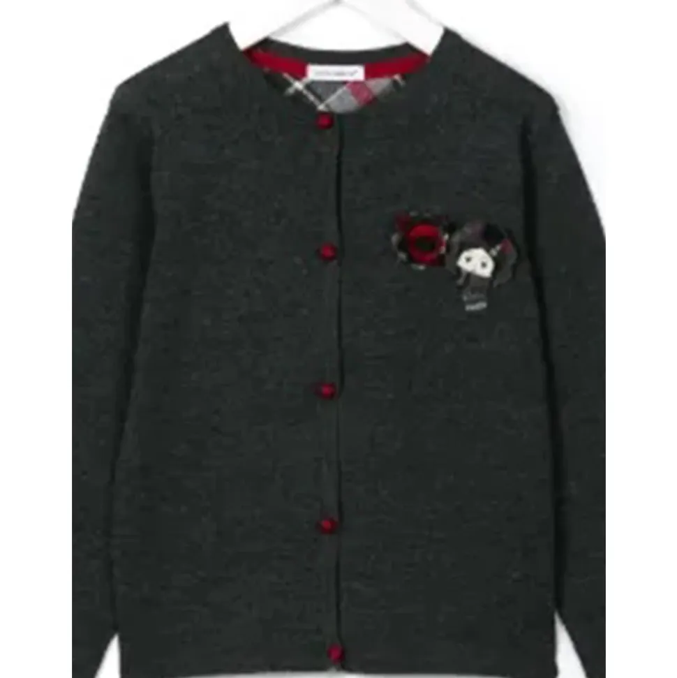 Cardigan Fille Visage Fleur Gris