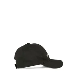 Casquette Noire en Coton avec Logo Brodé