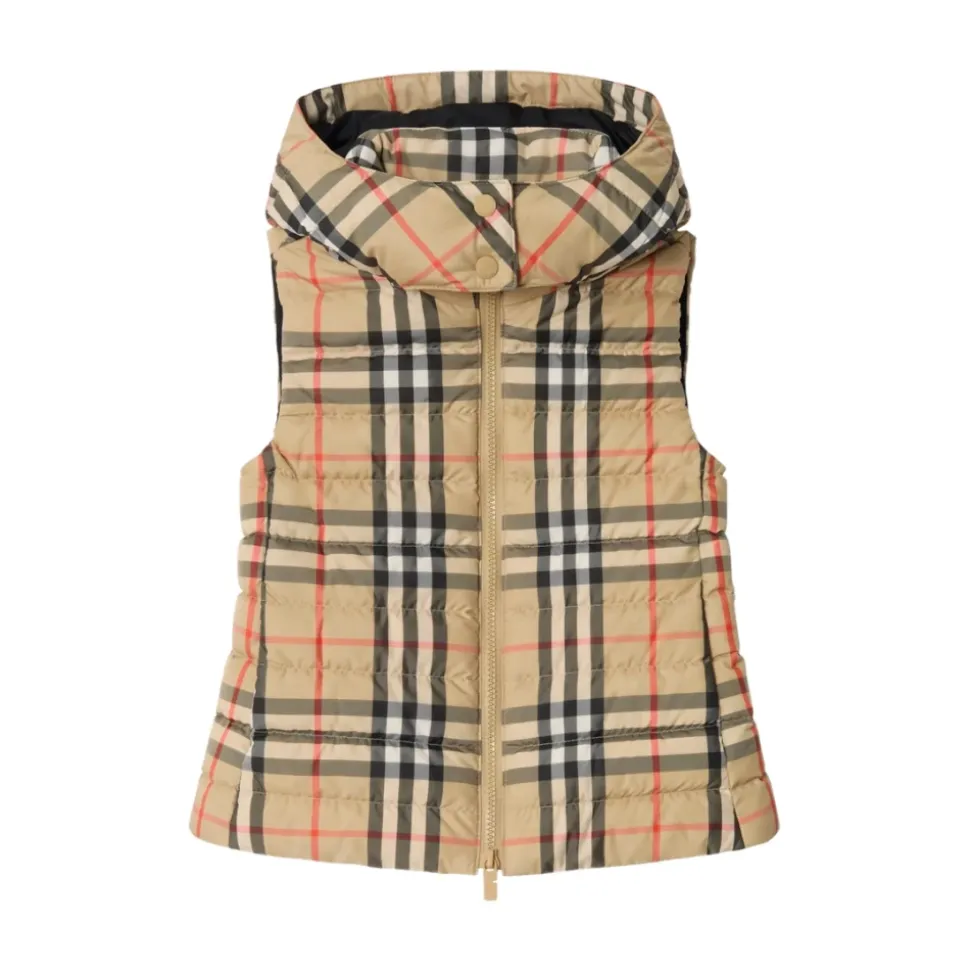 Check Hooded Puffer Gilet