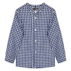 Chemise en coton et lin à carreaux