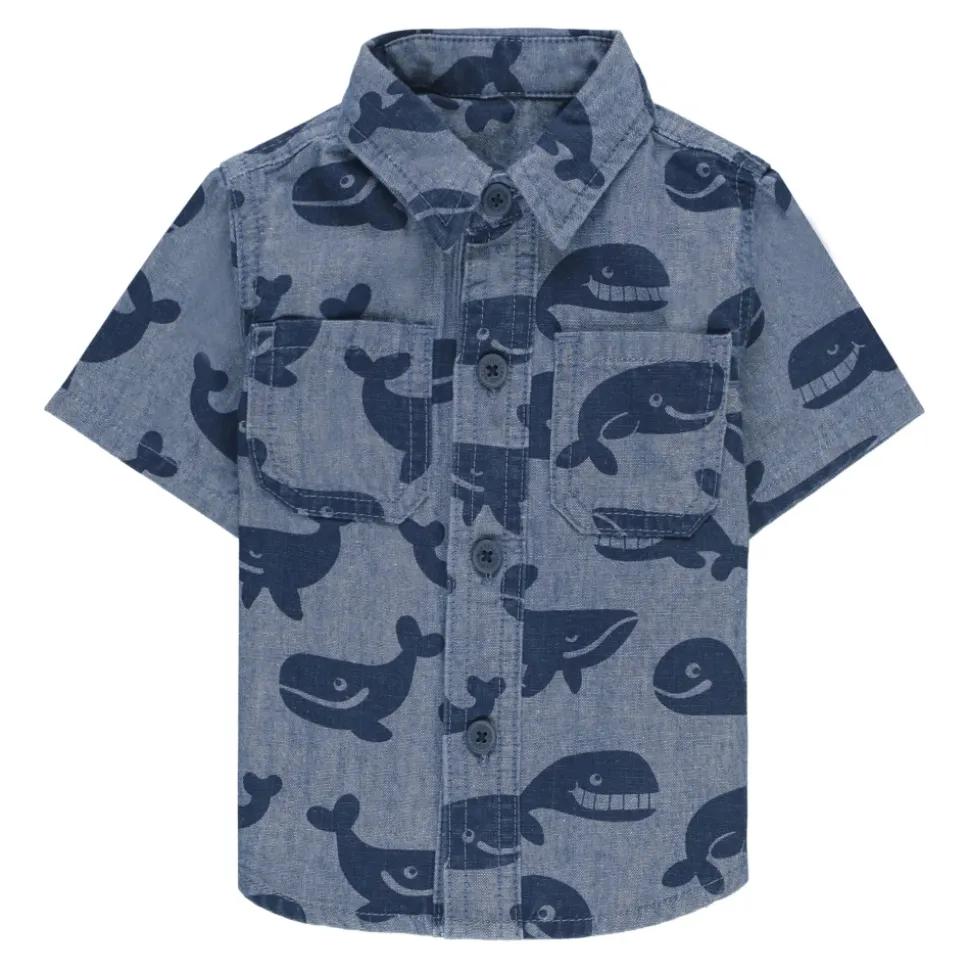 Chemise en jean imprimé baleine