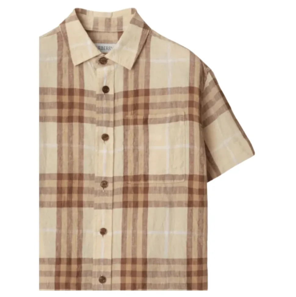 Chemise en lin à carreaux
