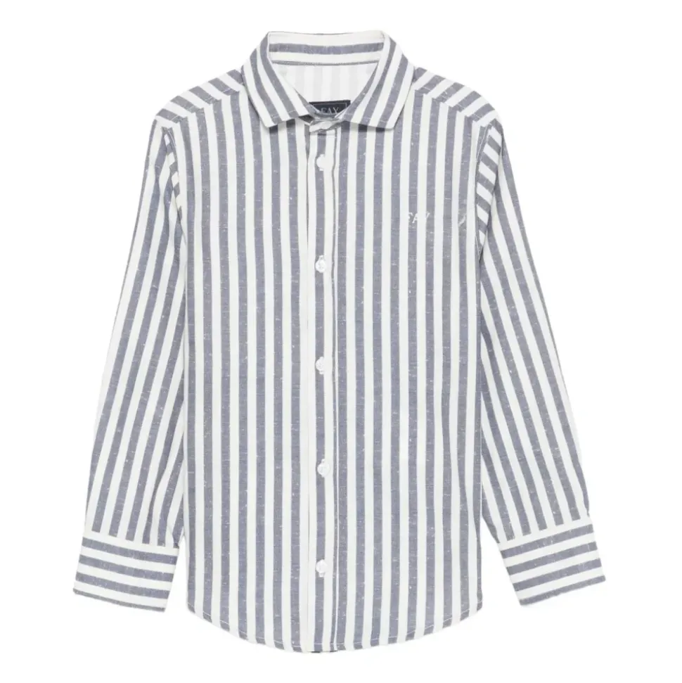 Chemise à logo brodé à rayures verticales