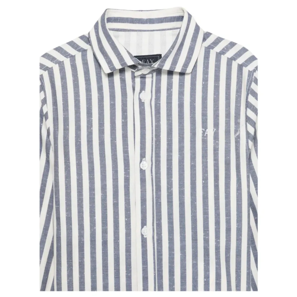 Chemise à logo brodé à rayures verticales