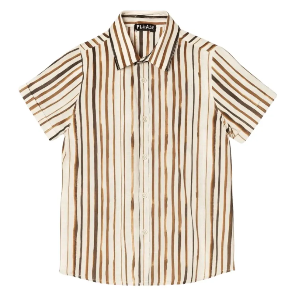 Chemise à manches courtes rayée