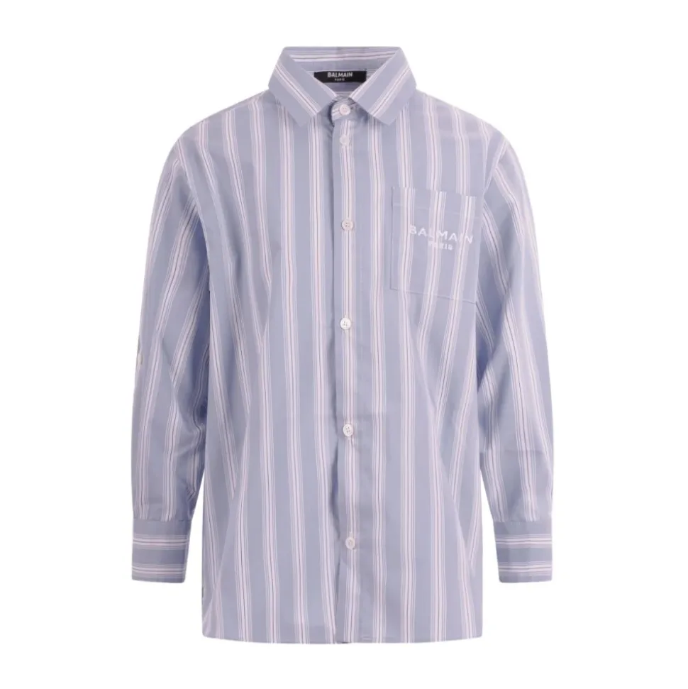 Chemise rayée à logo brodé