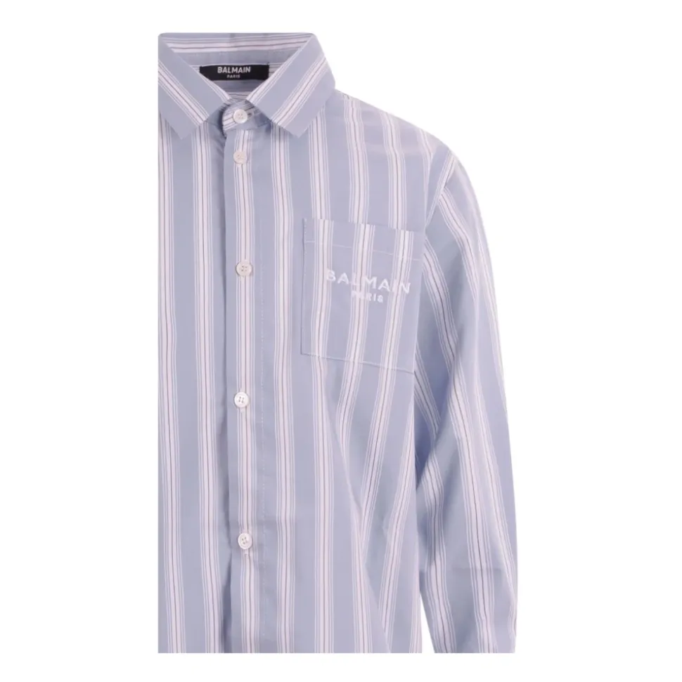 Chemise rayée à logo brodé