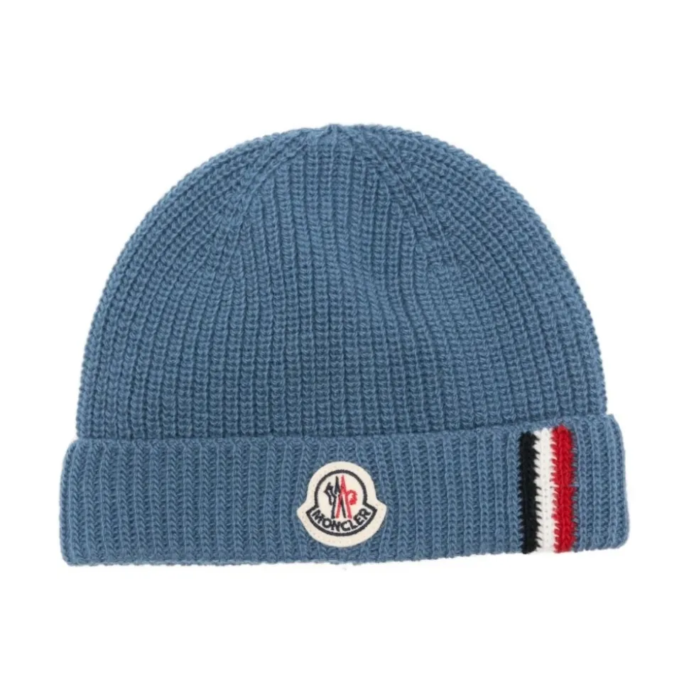 Enfants Bonnet Laine Bleu Logo