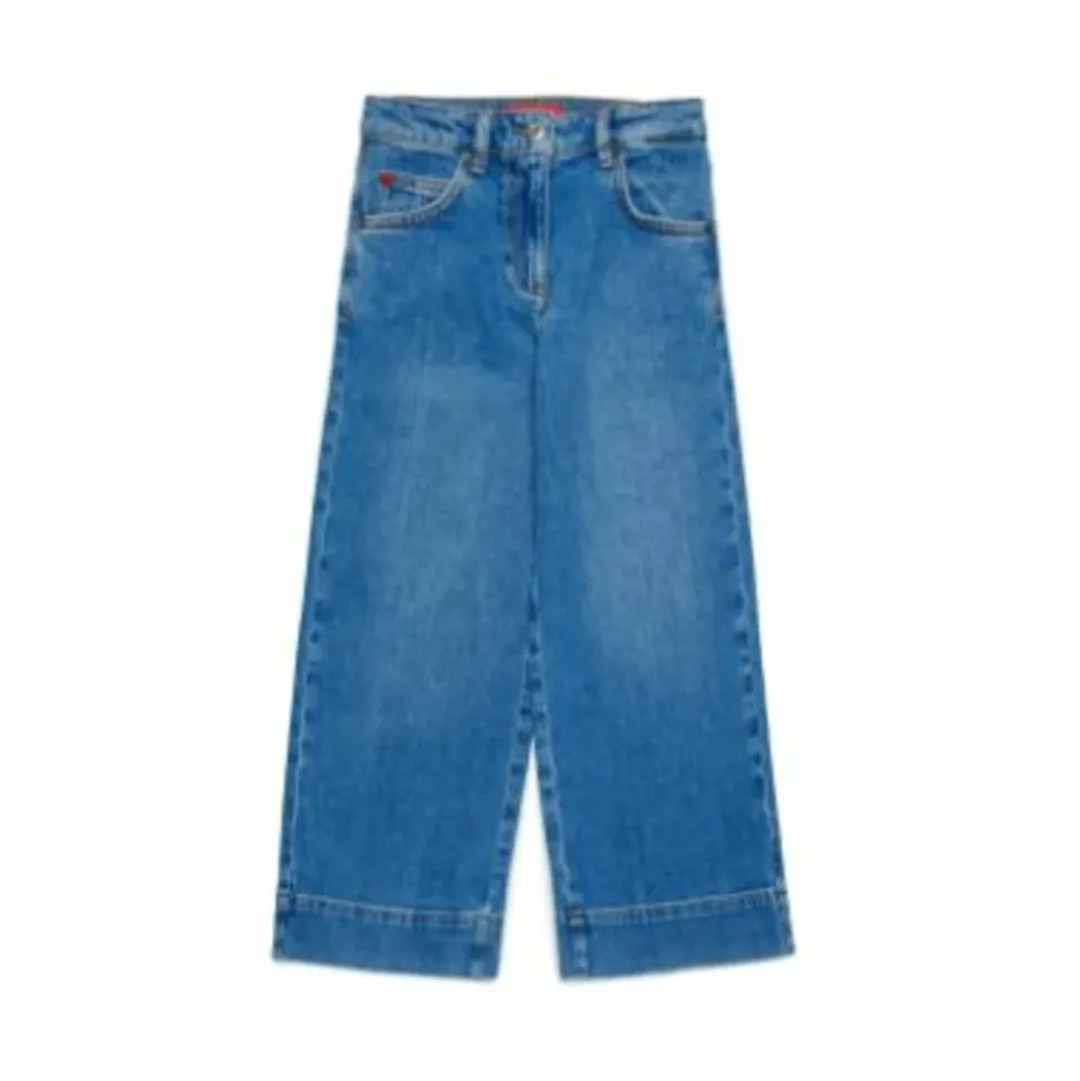 Enfants Jeans Larges Courts en Denim Bleu