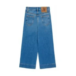 Enfants Jeans Larges Courts en Denim Bleu