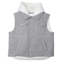 Gilet à capuche en mélange de laine