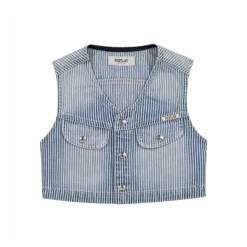 Gilet en denim rayé