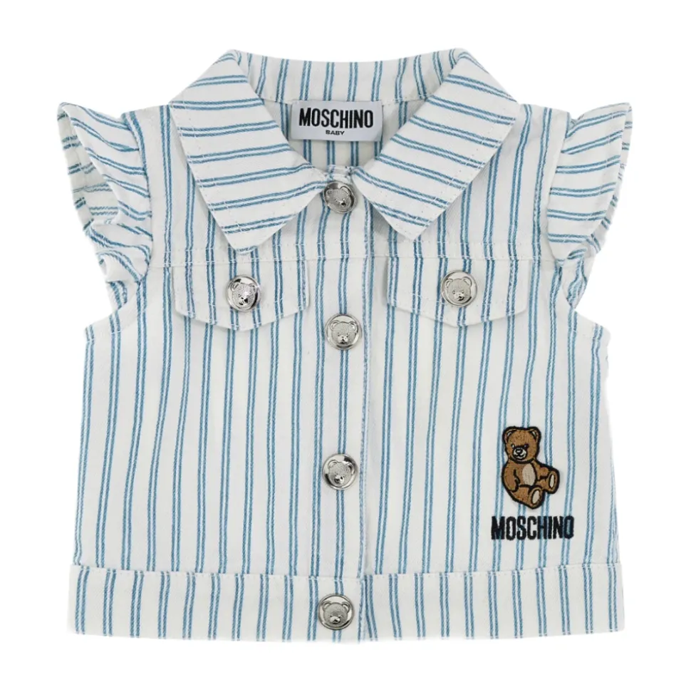 Gilet rayé avec épaules à volants