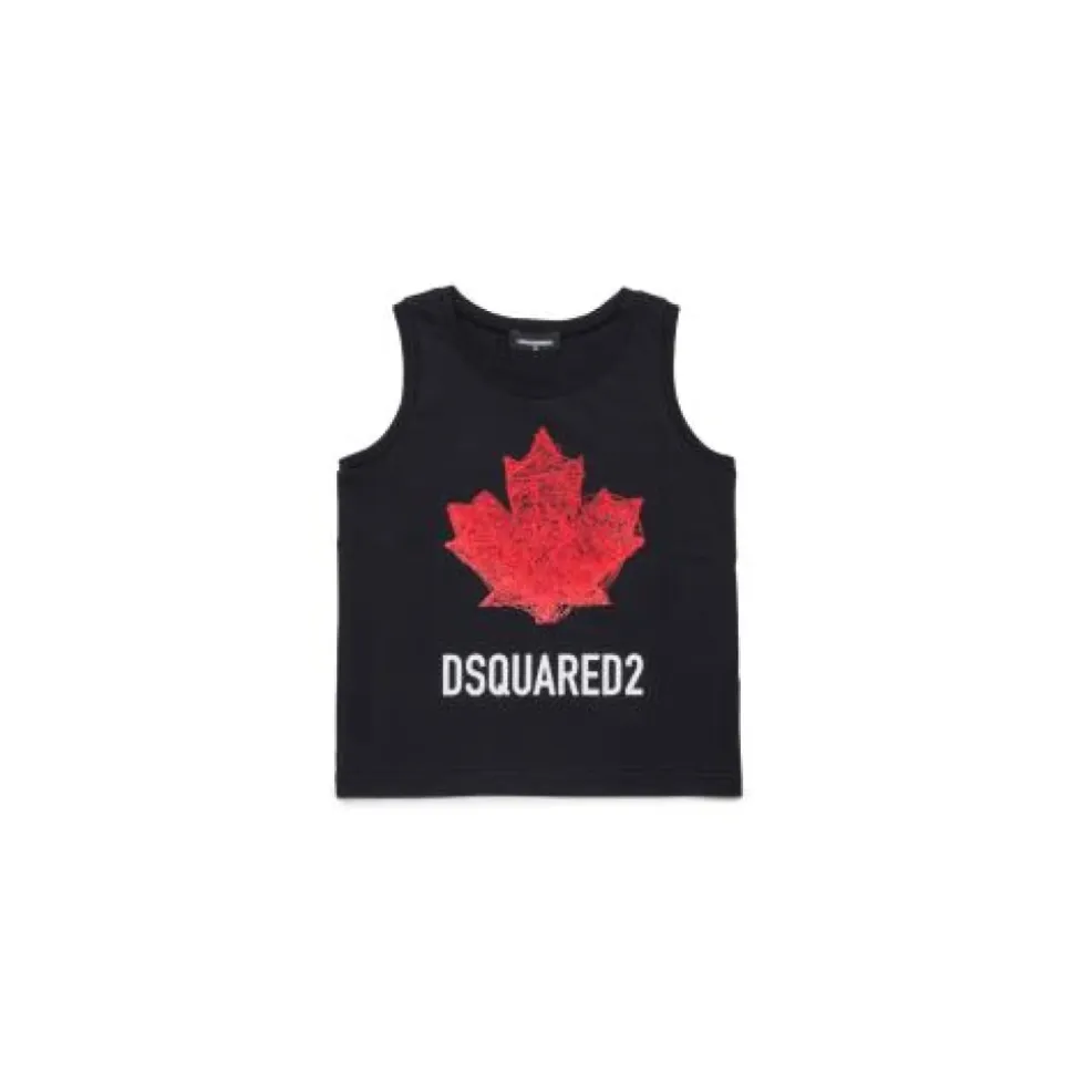 Graphic Print Crewneck Sleeveless Top