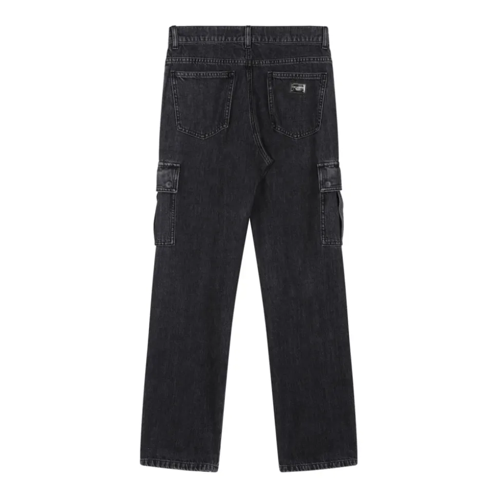 Jean Cargo en denim à cinq poches avec étiquette logo