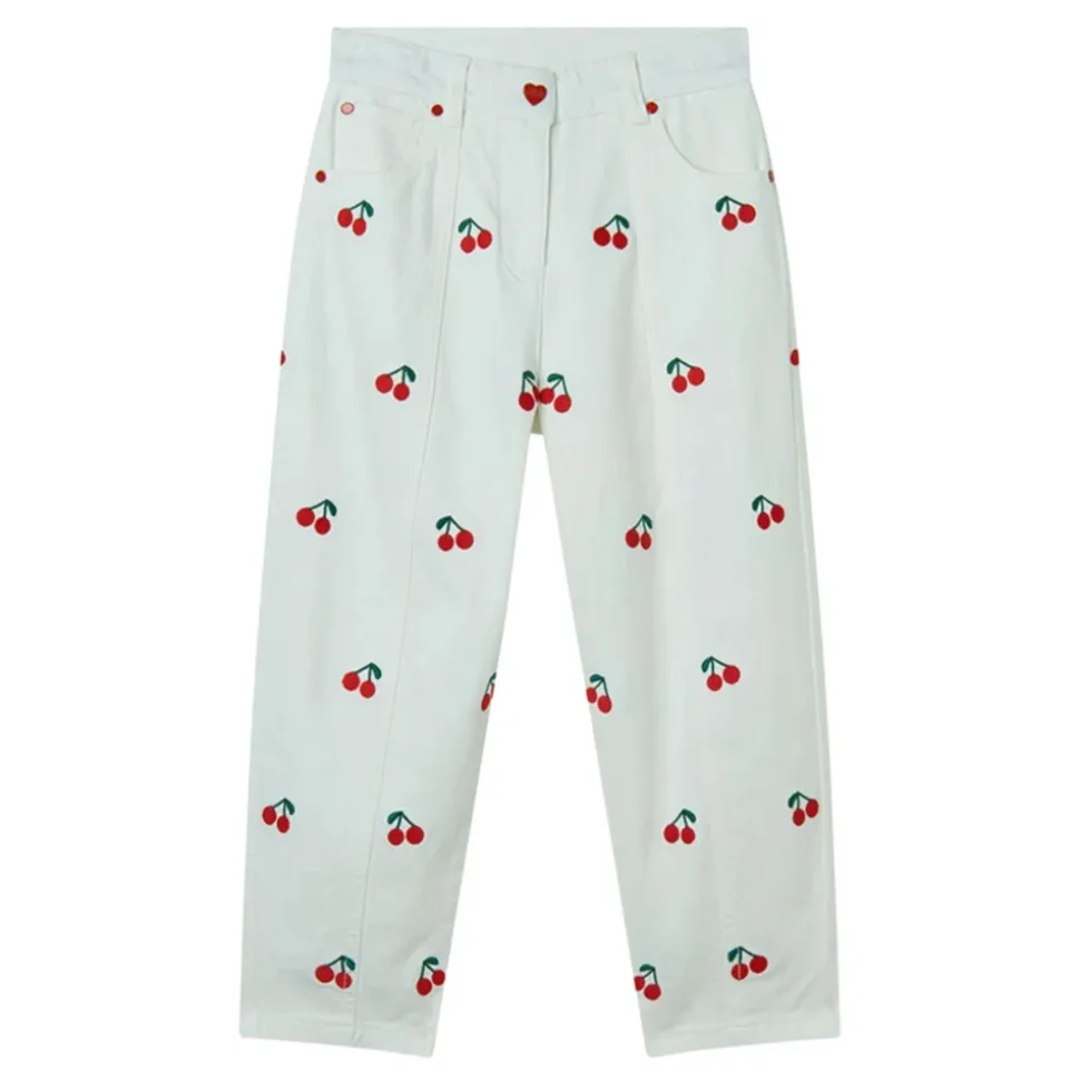 Jeans brodés Cerises & Fraises