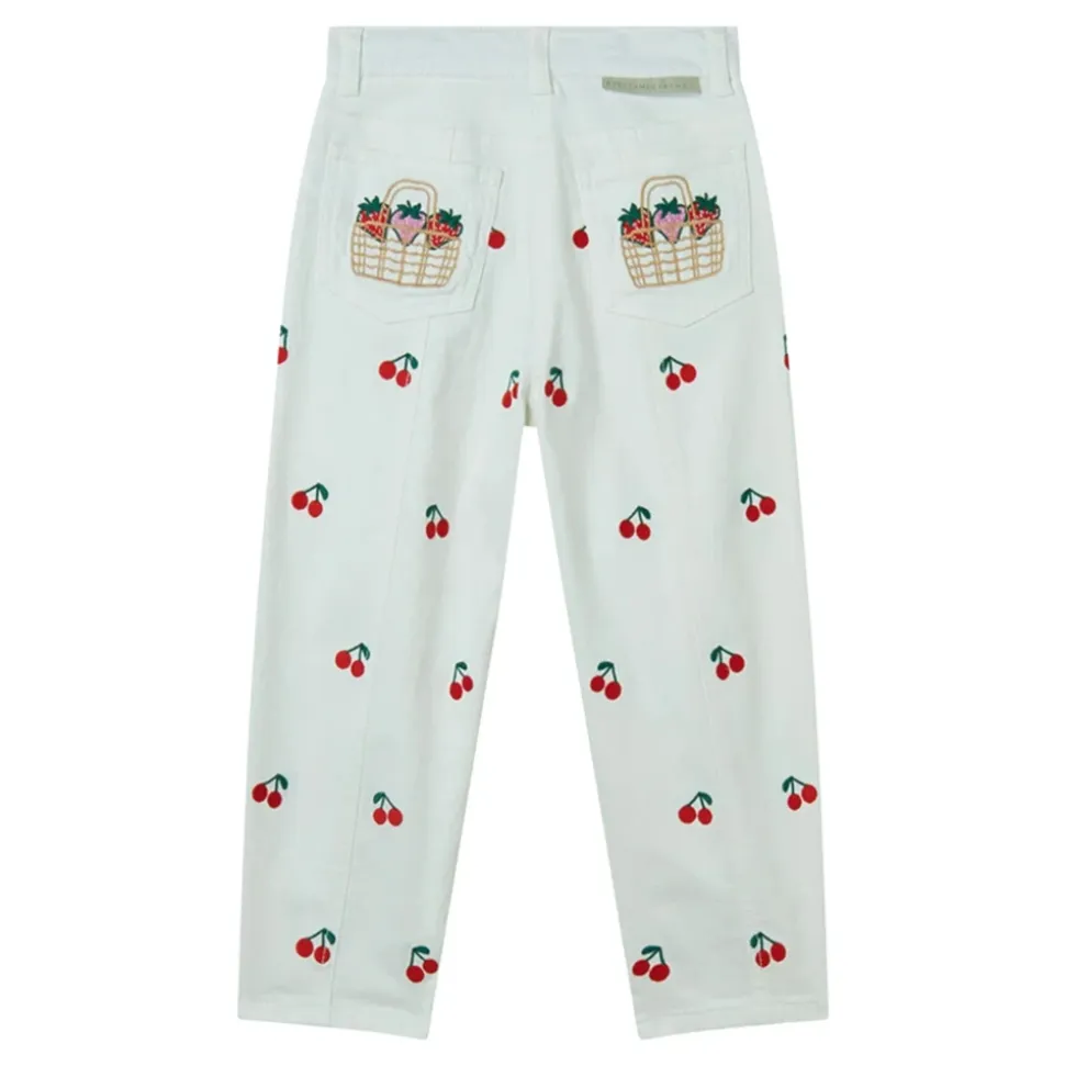 Jeans brodés Cerises & Fraises
