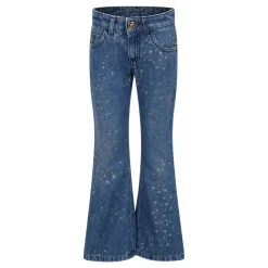 Jean Évasé Bleu avec Étoiles en Lurex