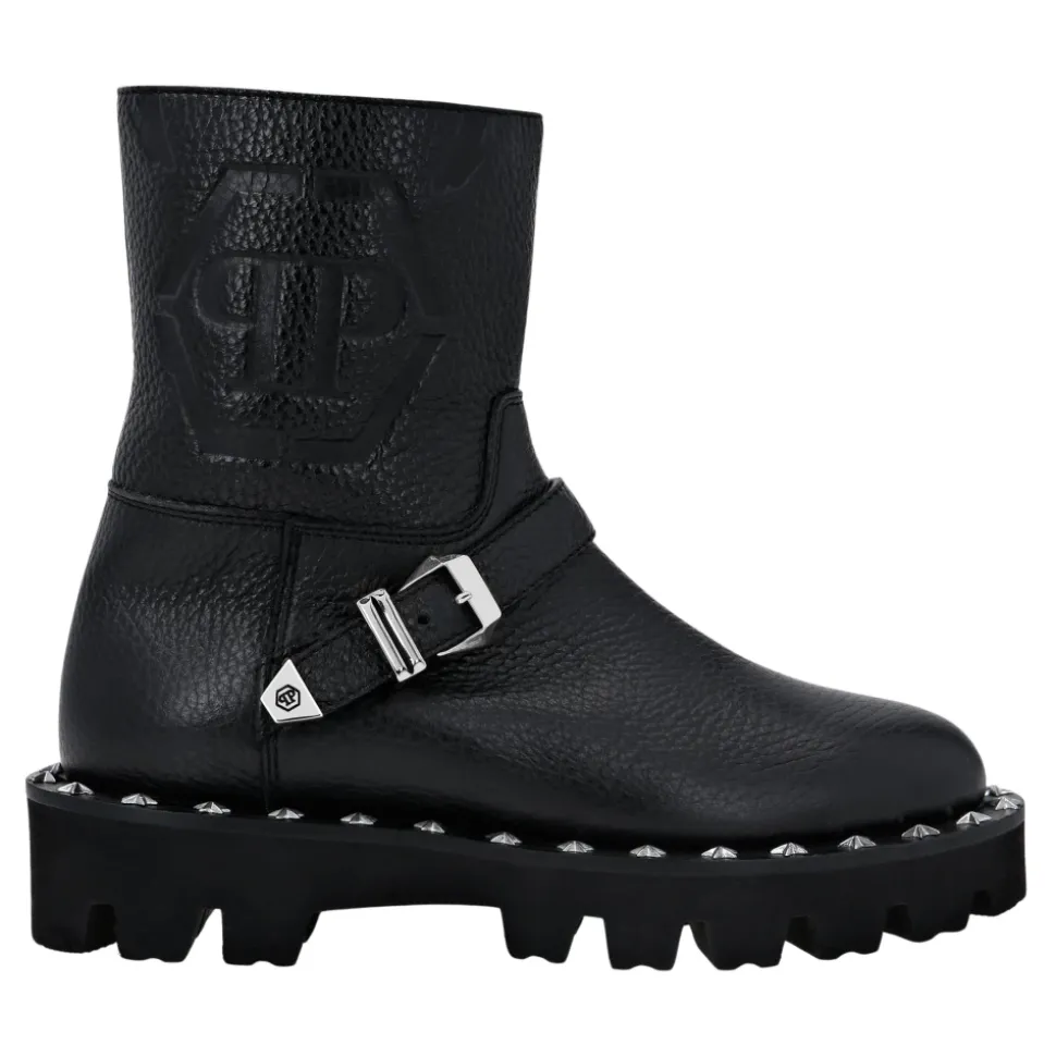 Leather Biker Boots Monogram