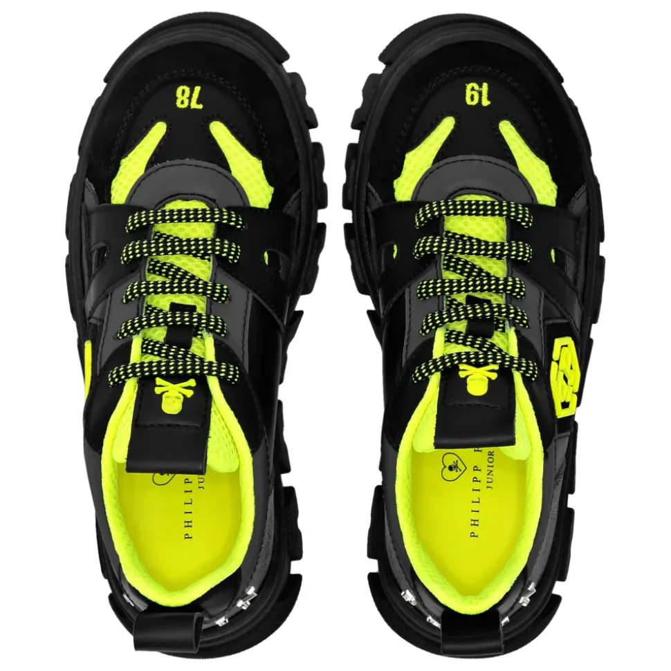 Lo-top Sneakers Mix Materials Hexagon Neon