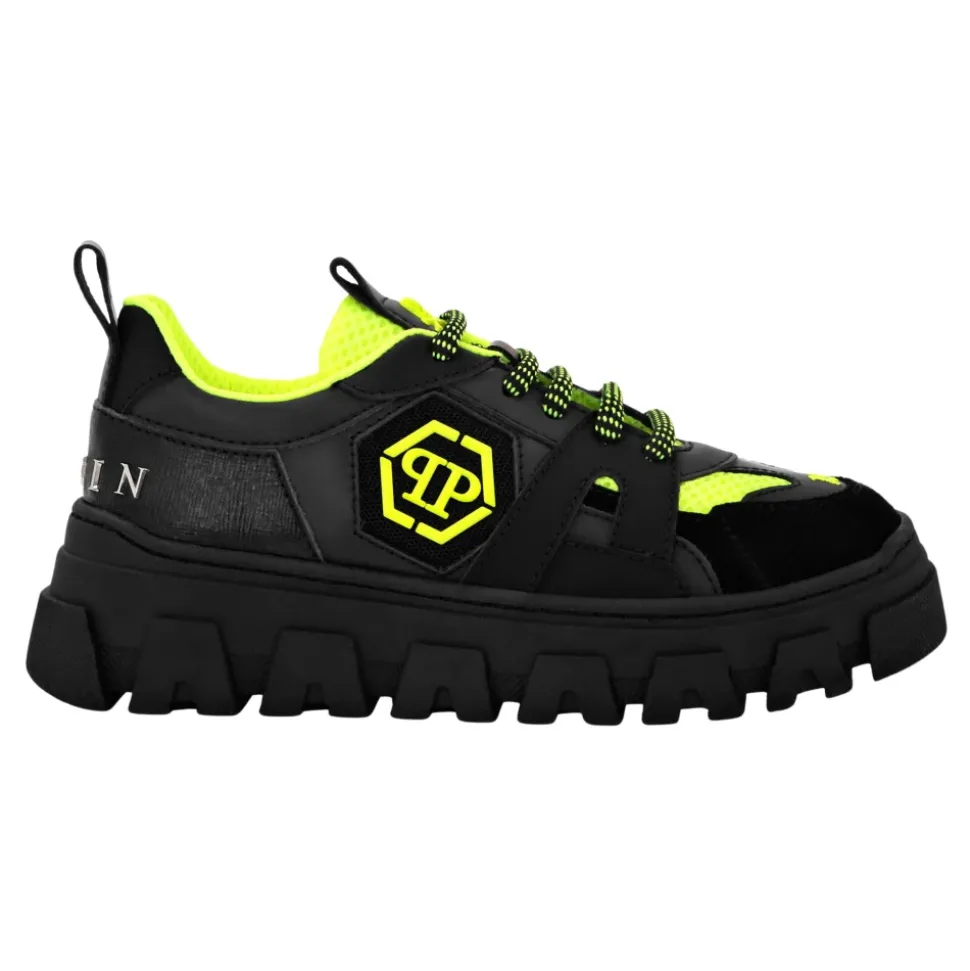 Lo-top Sneakers Mix Materials Hexagon Neon