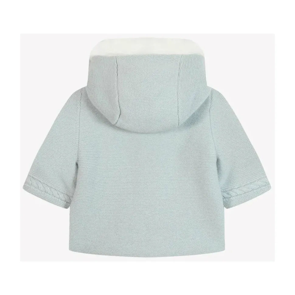 Manteau à Capuche en Tricot Bordé de Fourrure