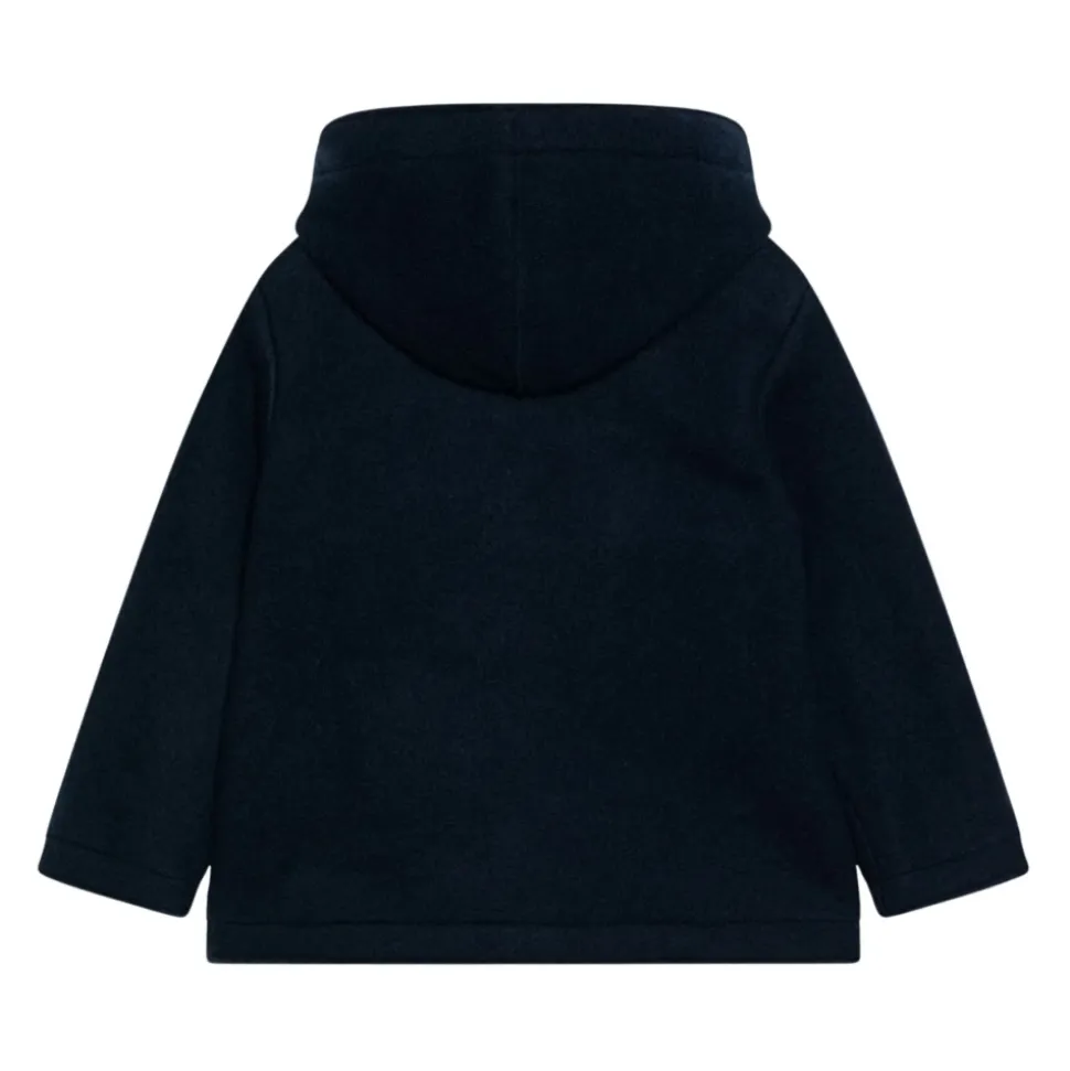 Manteau à double boutonnage avec capuche