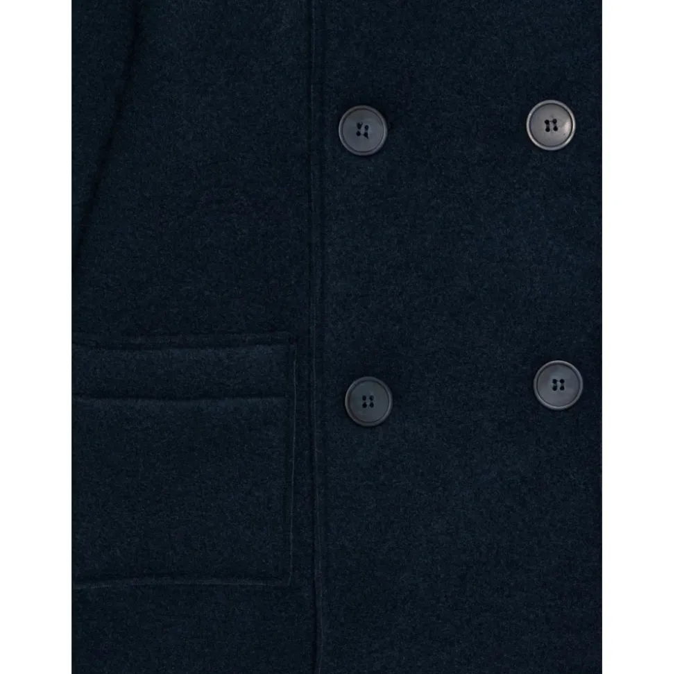 Manteau à double boutonnage avec capuche
