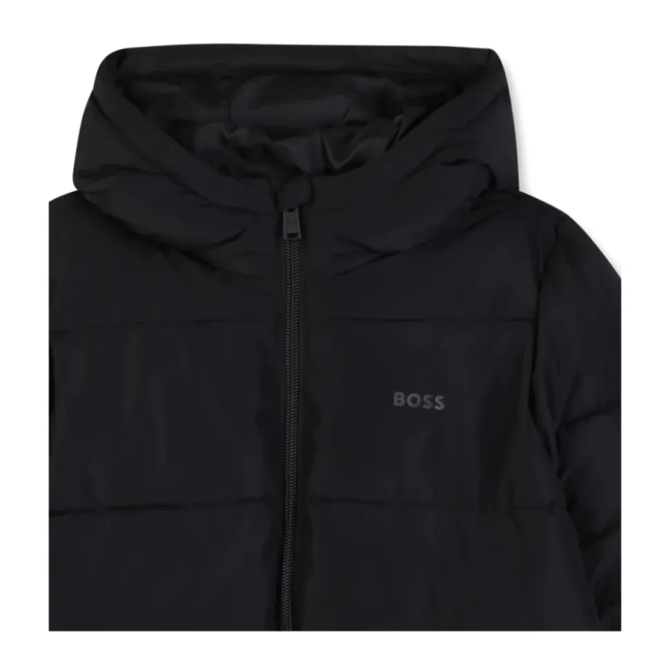Manteau Noir Matelassé avec Capuche