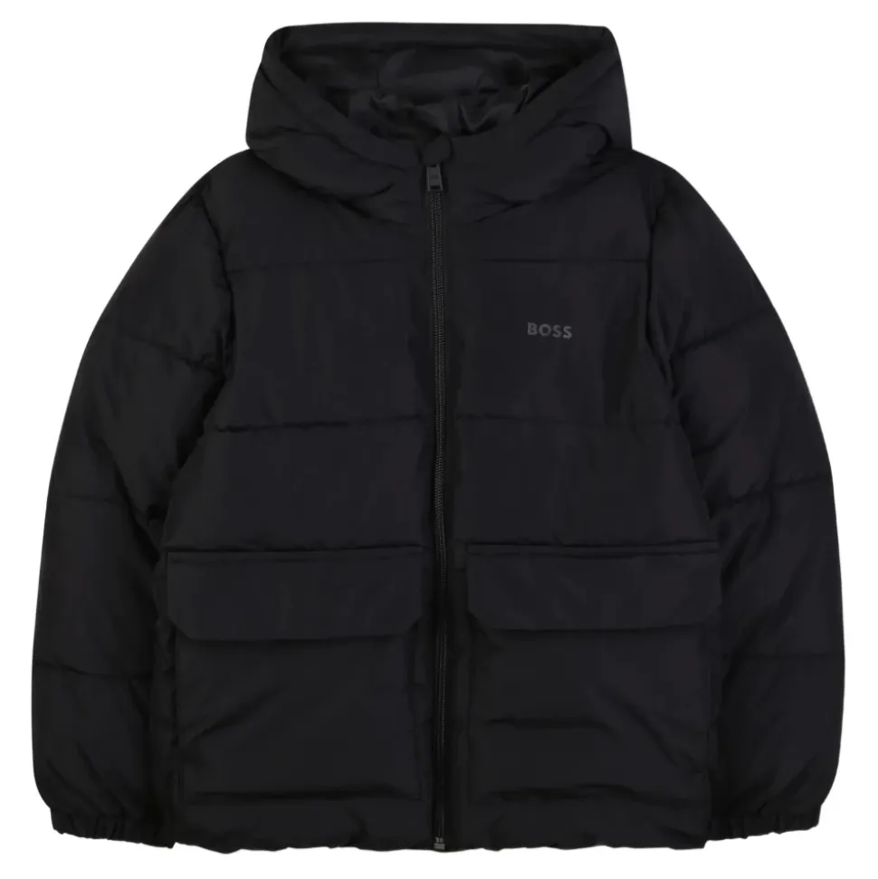 Manteau Noir Matelassé avec Capuche